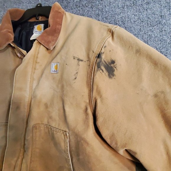 VINTAGE CARHARTT BRN ARCTIC QUILT LINED DUCK CANVAS BROWN JACKET SIZE XL - Picture 4 of 16